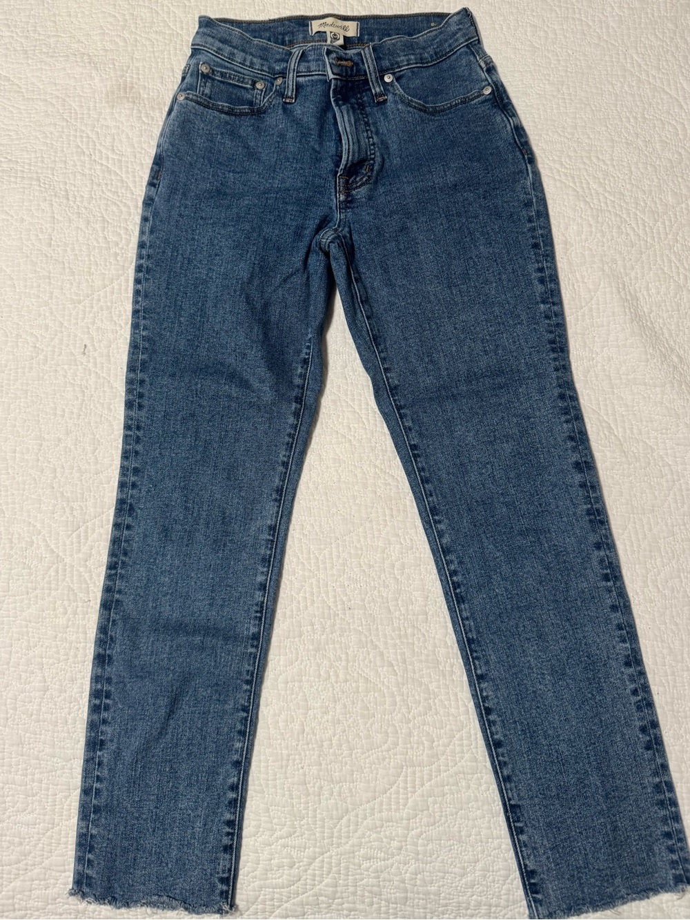 Madewell High-Rise Straight Jeans in Dark Blue Wash